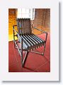 A chair made from radiators and pipes decorates the front desk area