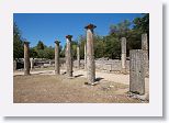The columns are fluted out their outward facing side but smooth on the inward facing side to make it comfortable for the athletes to lean against them